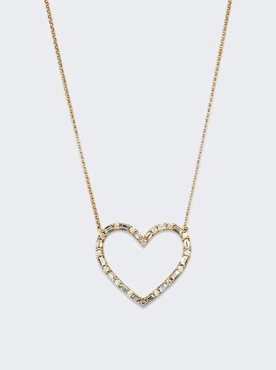 Roxanne First Diamond Baguette Heart Necklace In Pink