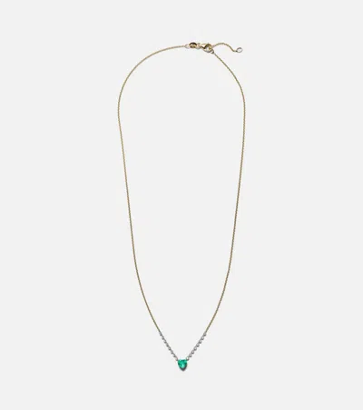 Roxanne First Heart 18kt Gold Necklace With Diamonds And Emerald