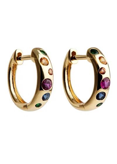 Roxanne First Rainbow 14kt Gold Hoop Earrings In Multicoloured 1