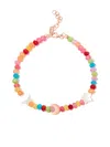 Roxanne First 14kt Rose Gold Pearl Beaded Bracelet In 彩色