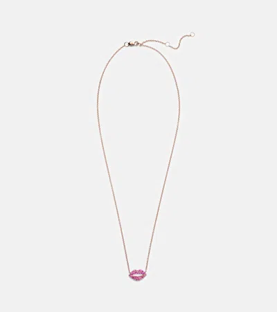 Roxanne First Scarlett Kiss 14kt Rose Gold Necklace With Pink Sapphires