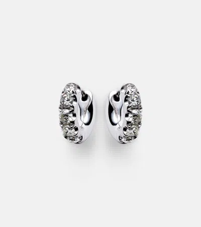 Roxanne First Super Duper 14kt White Gold Hoop Earrings With Diamonds In Silver