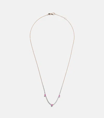 Roxanne First Triple Drilled 14kt White Gold Necklace With Sapphires And Diamonds