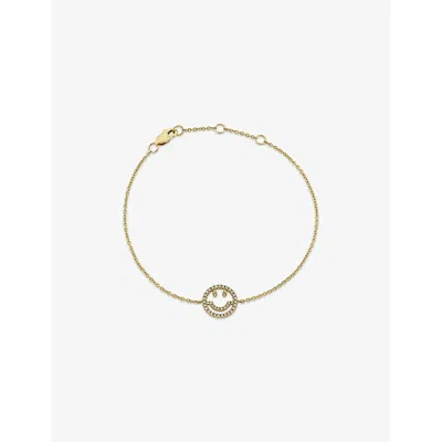 Roxanne First Womens  Happy Face 14ct Yellow-gold And 0.80ct Diamond Bracelet