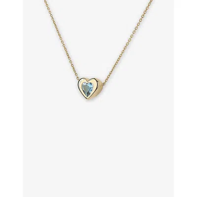 Roxanne First Womens  Heart 14ct Yellow Gold And 0.25ct Topaz Necklac