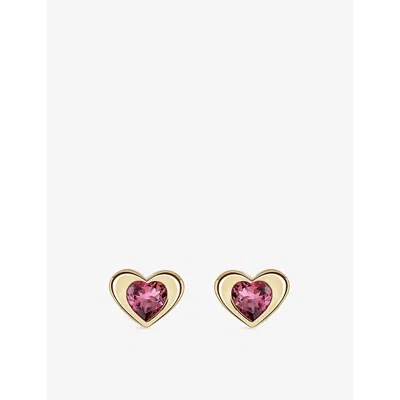 Roxanne First Womens  Heart 14ct Yellow Gold And 1.60ct Tourmaline Stud Earrings