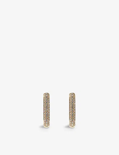 Roxanne First Womens Yellow Gold Oval 14ct Yellow-gold And 0.23ct Pavé Diamond Hoop Earrings
