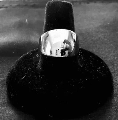 Pre-owned Roxx Fine Jewelry 14k Gold 14mm Wide Cigar Band Ring 14k In White Gold Half Round Tapered Back