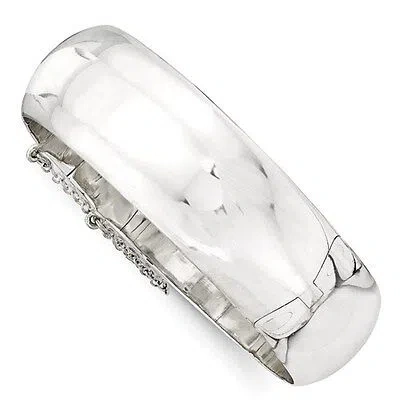 Pre-owned Roxx Fine Jewelry Bangle Bracelet In .925 Sterling Silver 20mm Wide Polished Cuff Hinged Bangle