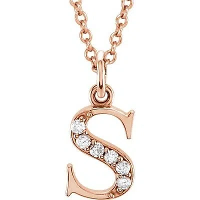 Pre-owned Roxx Fine Jewelry Initial Diamond Necklace 14k Rose Gold Lower Case Initial All Letters Available
