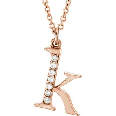 Pre-owned Roxx Fine Jewelry Initial Diamond Necklace 14k Rose Gold Lower Case Initial Letter K 18" Chain