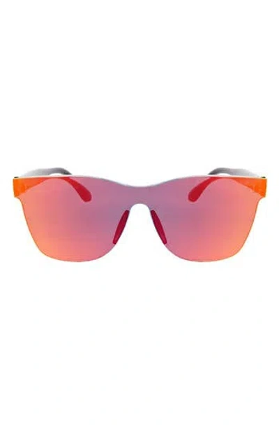 Roxy 146mm Rimless Shield Sunglasses In Pink Mirror/black