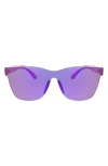 Roxy 146mm Rimless Shield Sunglasses In Purple Mirror