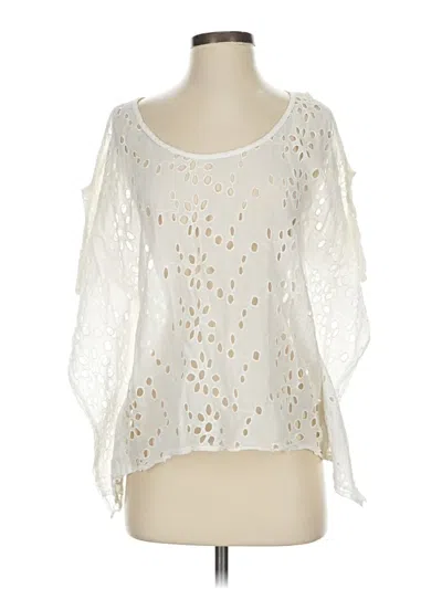 Pre-owned Roxy 3/4 Sleeve Blouse In White