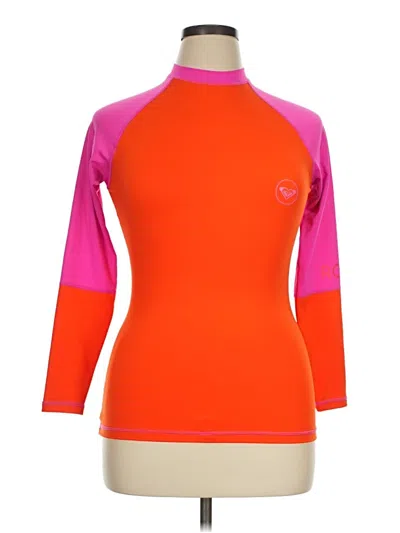 Pre-owned Roxy 3/4 Sleeve Top Orange Mock Neckline Tops