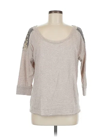 Pre-owned Roxy 3/4 Sleeve Top Tan Scoop Neck Tops In Brown