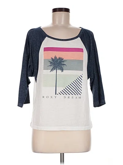 Pre-owned Roxy 3/4 Sleeve T-shirt In Gray