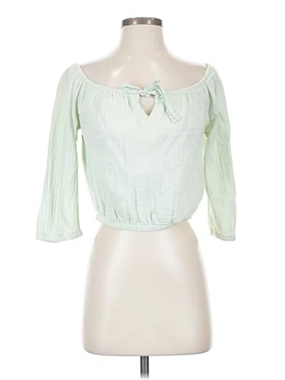 Pre-owned Roxy 3/4 Sleeve T-shirt In Green