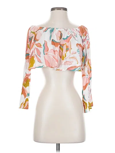 Pre-owned Roxy 3/4 Sleeve T-shirt In White