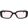 Roxy 51mm Slim Rectangle Sunglasses In Dark Demi