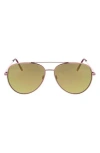 Roxy 58mm Mod Rounded Aviator Sunglasses In Gold