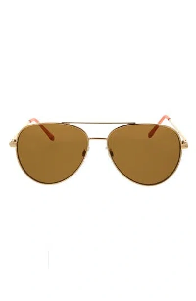 Roxy 58mm Mod Rounded Aviator Sunglasses In Gold