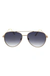 Roxy 58mm Mod Rounded Aviator Sunglasses In Light Gold/ Navy