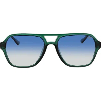 Roxy 59mm Gradient Polarized Aviator Sunglasses In Blue