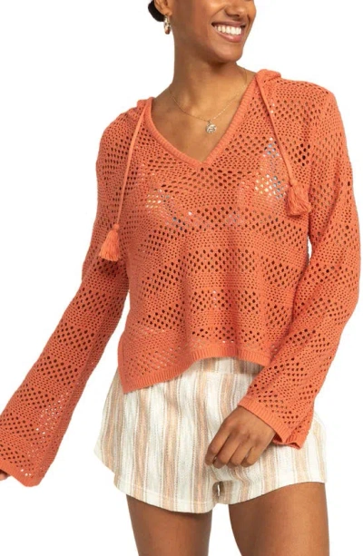 Roxy After Beach Break Ii Cover-up Hoodie Sweater In Apricot Brandy