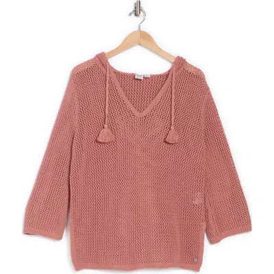 Roxy After Beach Break Openwork Hoodie In Ash Rose