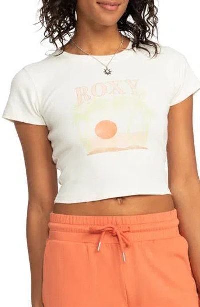 Roxy All Day Crop Graphic T-shirt In White
