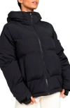 Roxy Alofted Water Resistant Hooded Puffer Jacket In Anthracite