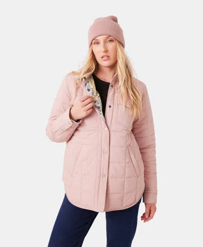 Roxy Alpine Quilted Shacket In Pink