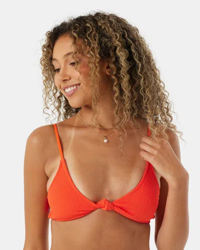 Roxy Aruba Knot Bralette Bikini Top In Orange