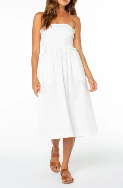 Roxy Avalon Strapless Midi Dress In White