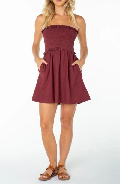 Roxy Avalon Tube Minidress In Burgundy