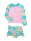 Roxy Floral Long Sleeve Two-piece Rashguard Swimsuit