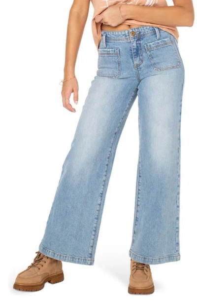 Roxy Baby Baby Wide Leg Jeans In Bleached Blue