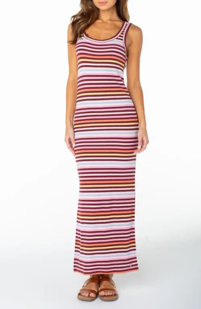 Roxy Balboa Stripe Rib Maxi Dress In Multi