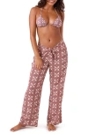 Roxy Batik Bloom Print Cover-up Pants In Purple
