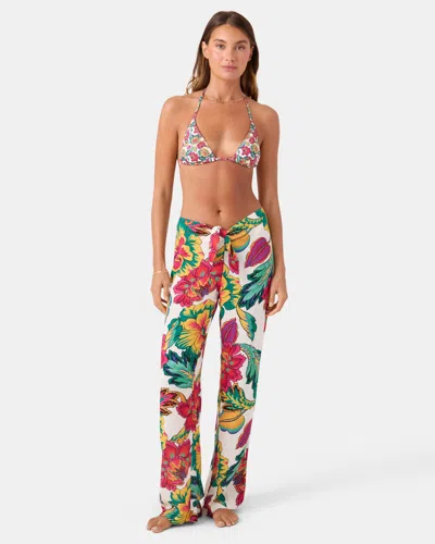 Roxy Beach Blossom Tie Front Cover Up Pant In Multi