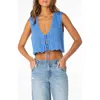 Roxy Beach Bound Cotton Crop Sweater Vest In Blue