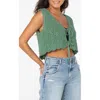 Roxy Beach Bound Cotton Crop Sweater Vest In Loden Frost Solid