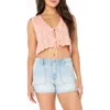 Roxy Beach Bound Cotton Crop Sweater Vest In Orange