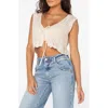 Roxy Beach Bound Cotton Crop Sweater Vest In Parchment