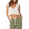 Roxy Beach Bound Cotton Crop Sweater Vest In White