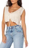 Roxy Beach Bound Crochet Vest In Parchment Solid In Neutral
