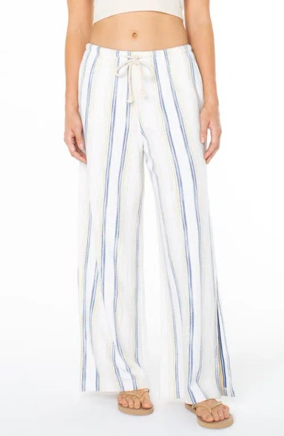 Roxy Beach Breeze Ii Stripe Cotton Blend Drawstring Pants In White