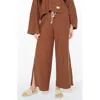Roxy Beach Breeze Split Hem Pants In Carob Brown