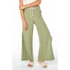 Roxy Beach Breeze Split Hem Pants In Oil Green